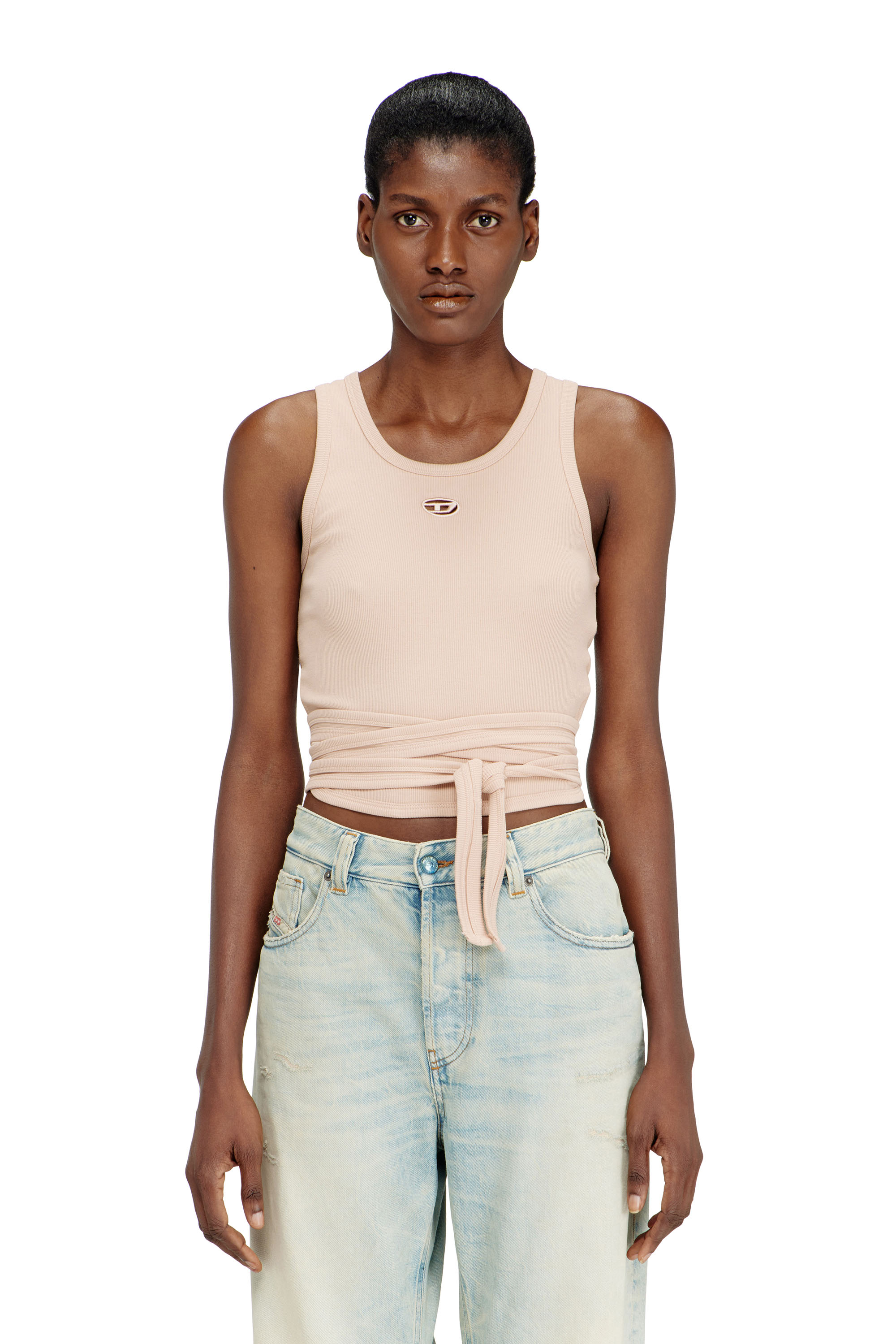 Diesel - T-ANKY-TAIL-S1, Crop top con design avvolgente Donna in Rosa - 2
