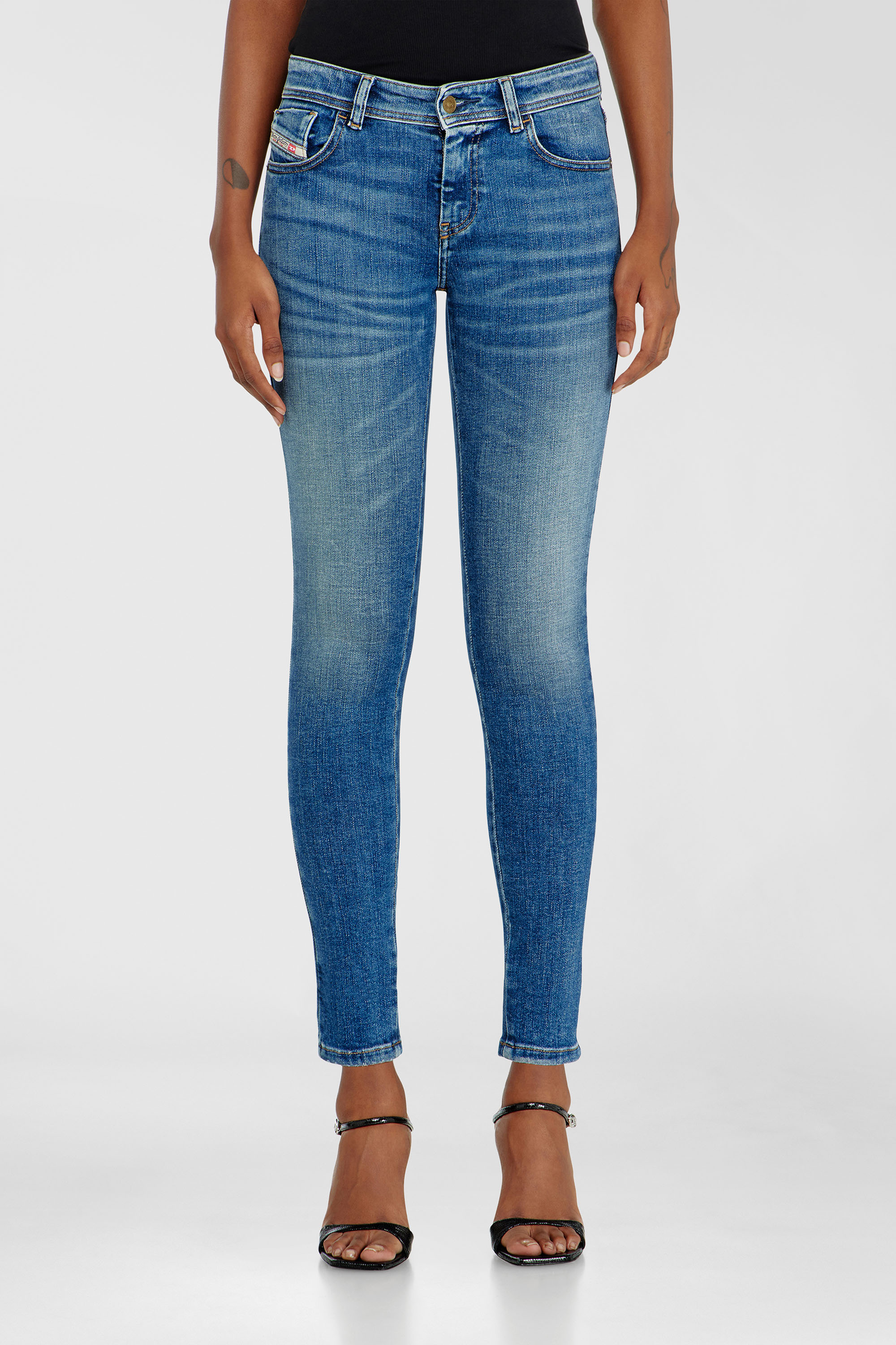 Diesel - Skinny Jeans 2017 Slandy 09P71 Donna, Blu medio - Image 1