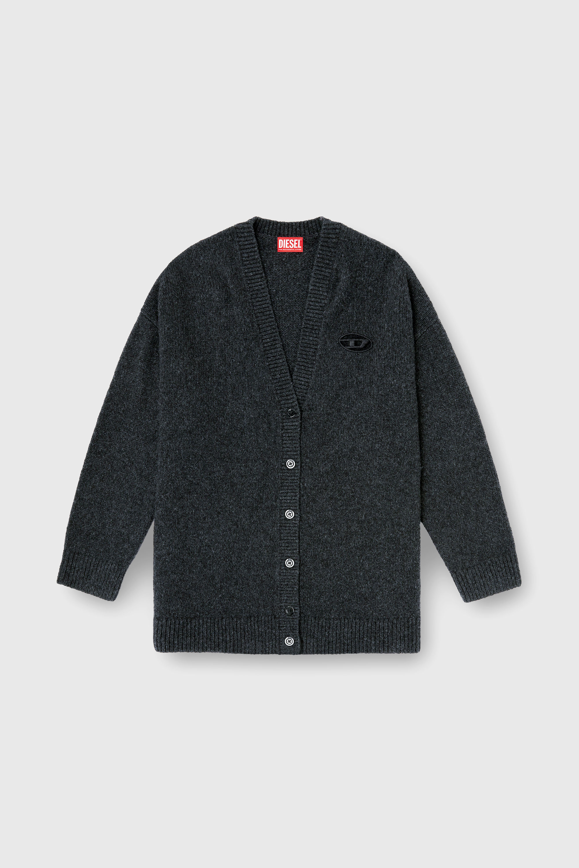 Diesel - M-AREELA, Woman's Cardigan in wool and alpaca blend in Black/Grey - 2