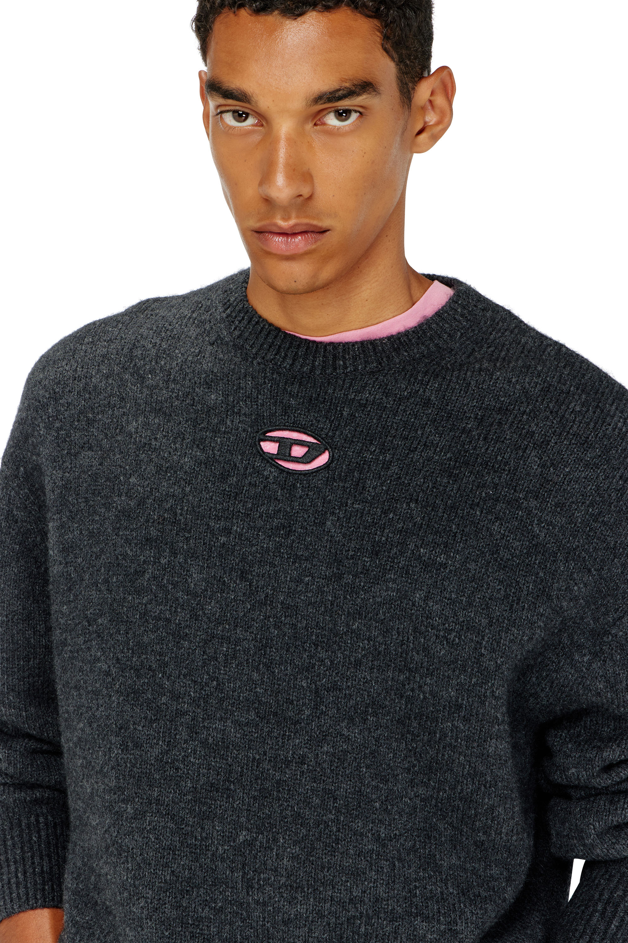 Diesel - K-AREESO, Maglia in misto lana e alpaca Uomo in Nero - 5